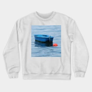 Anchored Blue Rowing Boat Sea Crewneck Sweatshirt